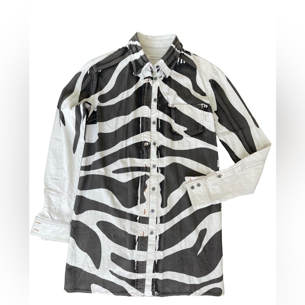 Pierre Balmain Zebra Shirt Dress, It 40